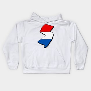 Red, White, and Blue New Jersey Outline Kids Hoodie